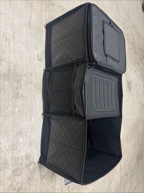 Black Foldable Trunk Organizer with Multiple Compartments